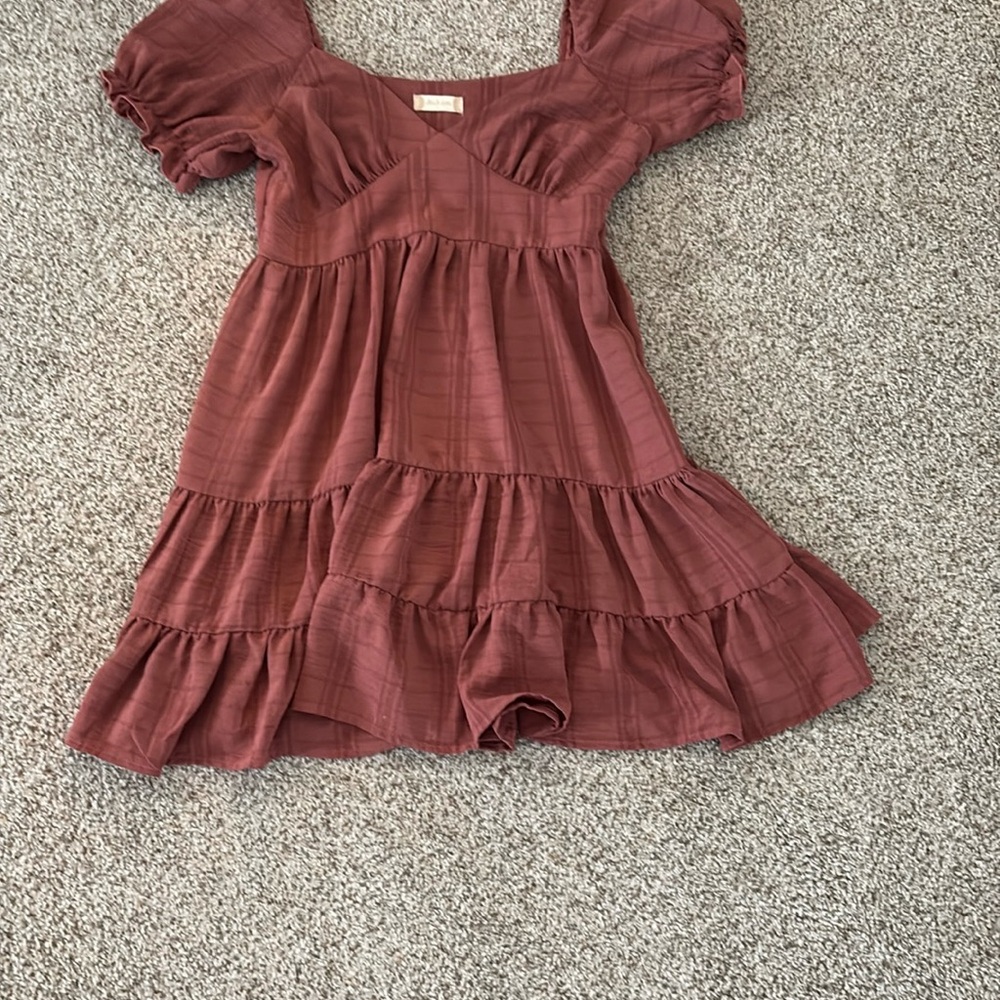 Altar'd State Pink and Orange Ruffled Tiered Sundress